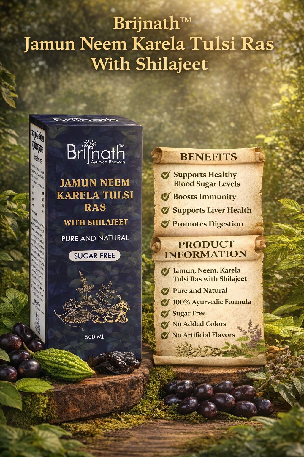 Brijnath Jamun Neem Karela Tulsi Ras With Shilajeet